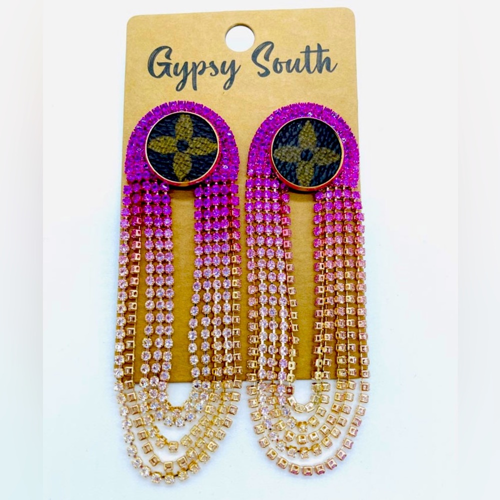 Up cycled Gypsy south genuine LV earrings